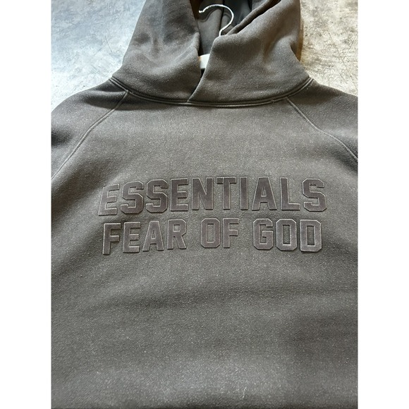 Fear of God Essentials Brown Hoodie Size Medium Logo Pullover - Picture 5 of 10